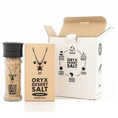 劍羚沙漠塩 橡木煙燻鹽 禮盒組 (研磨瓶+補充盒) | 350g/組 (三組裝) NT$1,770 (平均每組NT$590，每組定價 N̶̶̶T̶̶̶$̶̶̶6̶1̶9̶)